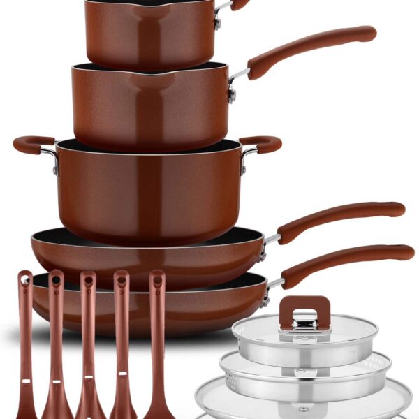 f1c874ea-3c38-42e0-b055-4d6a53d21c87.jpg NutriChef - Space Saver 17-Piece Nonstick Cookware