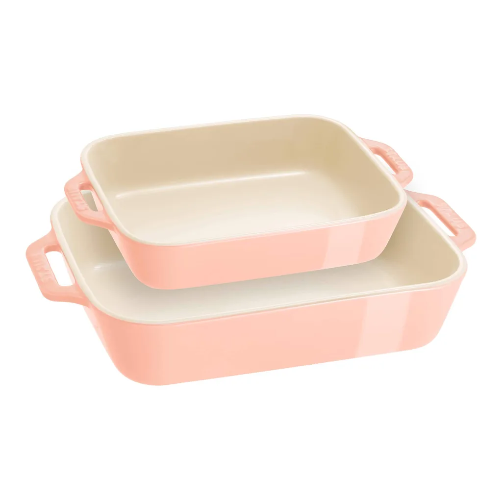 f1d2e027-56c8-4281-a7ff-4bbb4a0ccfc6.jpg Staub - Ceramic 2-pc Rectangular Baking Dish Set - Macaron Pastel - Pink