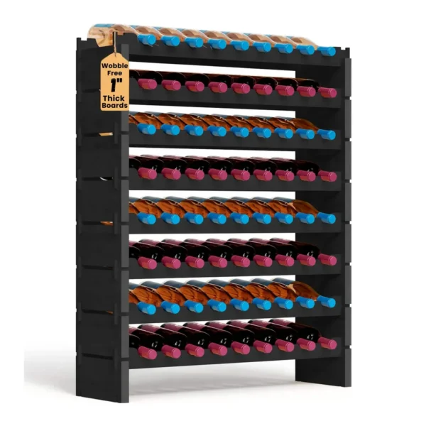 f228380a-16ff-4f9c-b7ea-2de1aef81cd3.jpg NutriChef - 72 Bottle Wine Rack, Bamboo, 8-Tier Modular Shelf, Wobble-Free, Easy Assembly Black (SLWMDSF226BK)