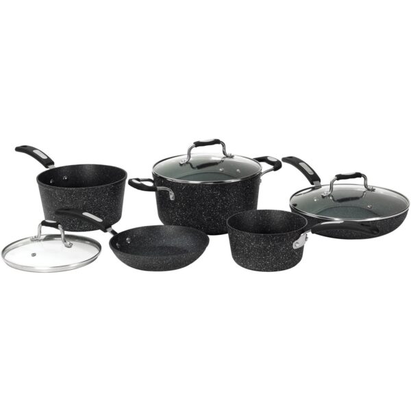 f2642d21-ea9b-4c54-94a1-1e515203386c.jpg THE ROCK by Starfrit - 8-Piece Cookware Set with Bakelite Handles - Black