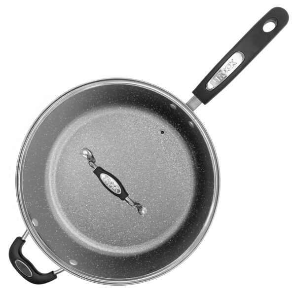 f358db18-0b82-440c-b346-42d28c9c9de0.jpg THE ROCK by Starfrit - Terra 12" Non-Stick PFOA-Free Deep Fry Pan with Lid and Bakelite Handle - Black