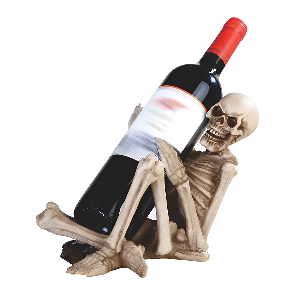 f39462fb-23bc-40a7-a89d-60965103cb04.jpg FC Design - 11"W Skeleton Wine Rack Human Bone Bottle Holder Dining Room Figurine - Multicolor