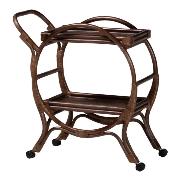 f3f9c4d0-acc0-41bf-a6e4-11aea9627a46.jpg bali & pari - Selah Natural Rattan Kitchen Cart - Handwoven Wicker 2-Tier Mobile Serving Cart with Tray Top - Coffee Bean