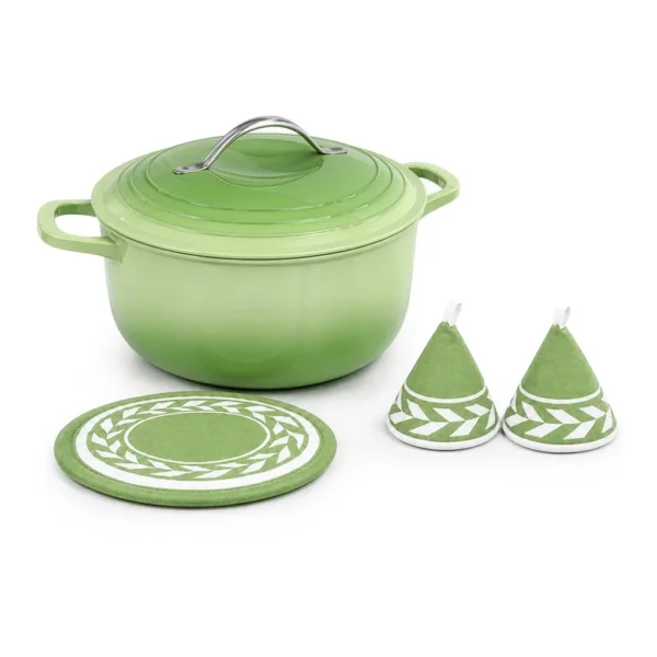 f4a5cd46-b7bc-490b-8724-28fbeddd2bc4.jpg Winado - 7.5QT Enameled Cast Iron Dutch Oven with Lid & Heat-Resistant Gloves & Pot Mat Compatible with All Cooktops for Braising - Green