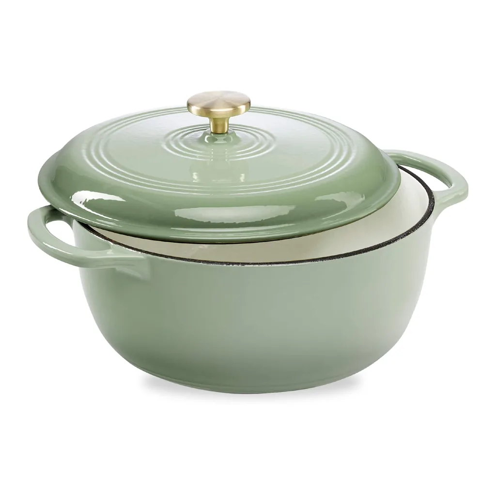 f4b623ad-9def-41dc-a1cd-b5b9f98a838a.jpg Best Choice Products - 6 Quart Enamel Cast-Iron Dutch Oven, Heavy-Duty Cookware w/ Dual Handles, Lid - Sage Green