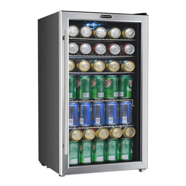 f518f03f-d80b-453d-90ca-1e96a6e05654.jpg Whynter - 120 Can Beverage Refrigerator with internal fan - Stainless-steel/Black