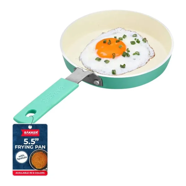 f58ac542-9e85-49a2-b1e6-dda74bb9d49f.jpg Bakken- Swiss - 2-Piece Mini Pan Set – 5.5’’ Non-Stick Egg Pan + Spatula, Cool Handle, Heat Safe, Finish - Aqua