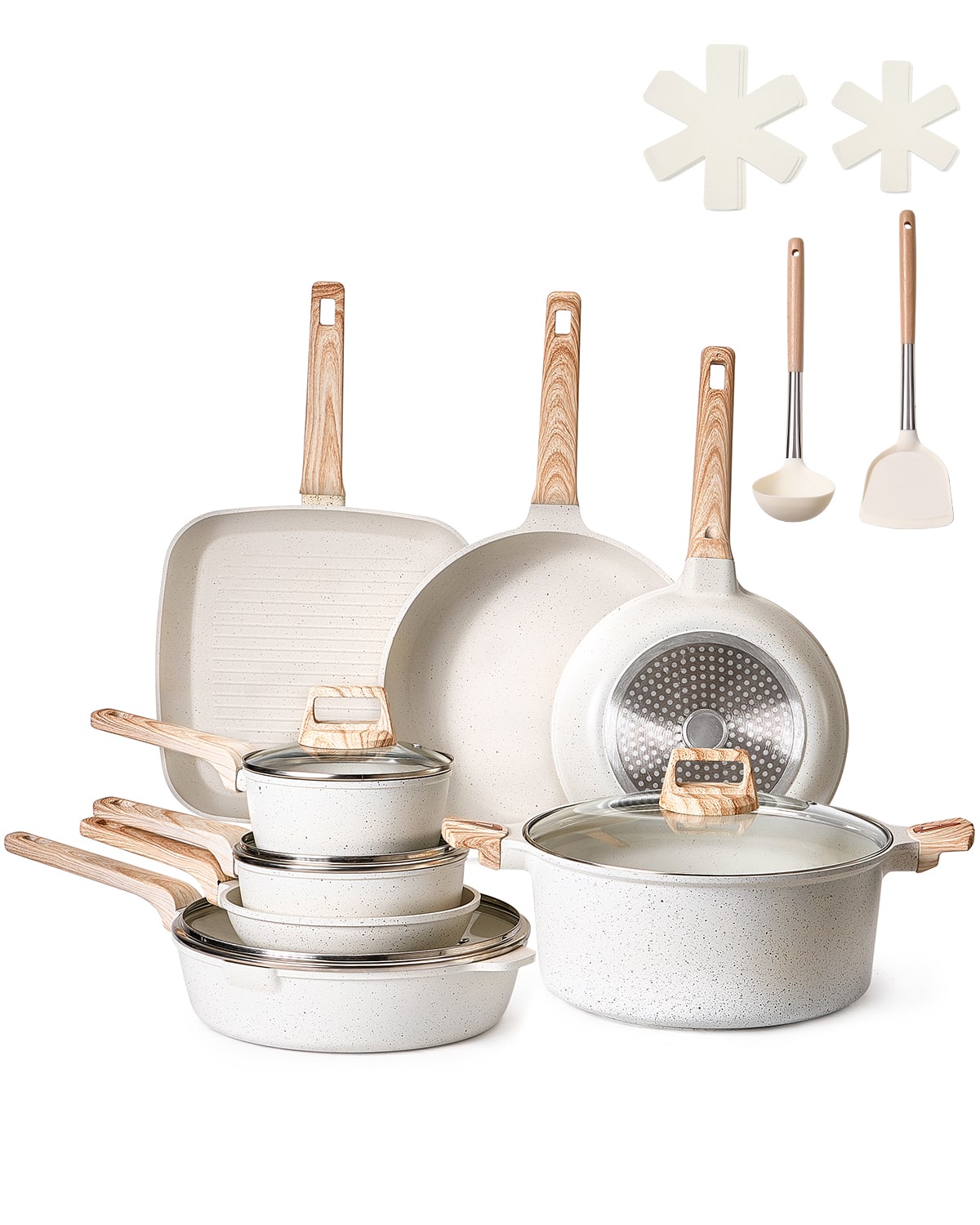 f5f877ad-2822-4474-a0e5-69e1942c405a.jpg VEVOR - 19 Piece Pots and Pans Set Nonstick, Granite Cookware Set, Induction Cookwares,Kitchen RV Cooking Sets with Frying,Sauce - White