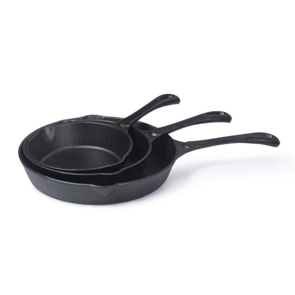 f5fc8948-b8de-4768-bc82-7e3f8ba3593a.jpg Commercial Chef - Cast Iron 3-Piece Skillet 1 Set - Black
