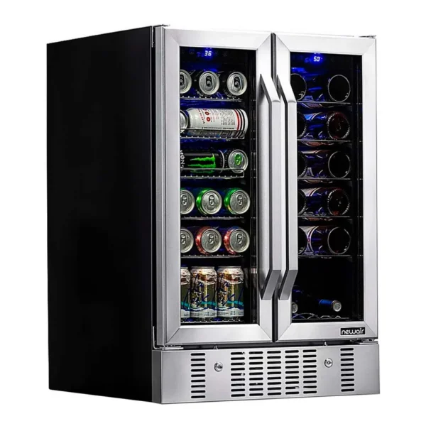 f63ca106-ffda-451e-9059-0a4bf0b74535.jpg NewAir - Refurbished Good - 18-Bottle Wine and 60-Can Dual Zone Beverage Cooler - Stainless Steel