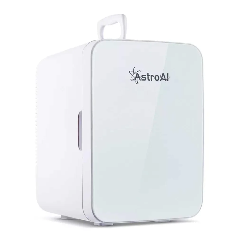 f663952e-339e-482a-894e-e26bb86b488e.jpg AstroAI - Mini Fridge, 10 Liter/15 Can Compact Skincare Refrigerator for Home Car, AC/DC - White