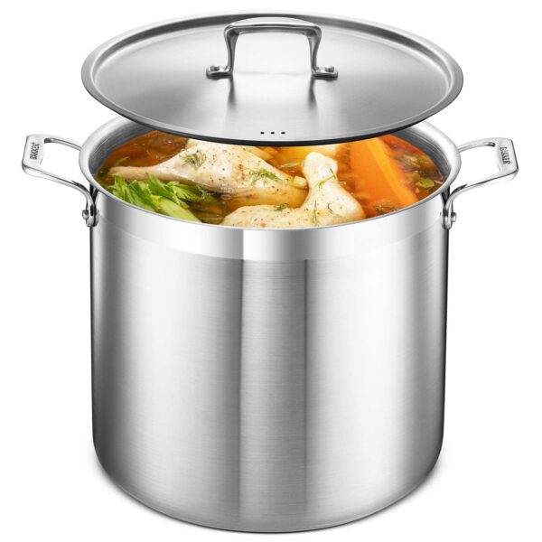 f680ac10-0c66-46de-8f3e-6c1a6e8fd5cb.jpg Bakken- Swiss - Stockpot – 20 Quart – Brushed Stainless Steel – Heavy Duty Induction Pot with Lid and Riveted Handles – For Soup, Seafoo - Silver