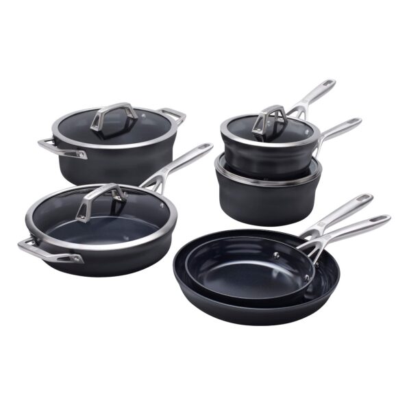 f884fb88-692c-4685-aeda-1a6b40663692.jpg ZWILLING - Motion Ceramic Hard Anodized 10-pc Aluminum Nonstick Cookware Set - Black