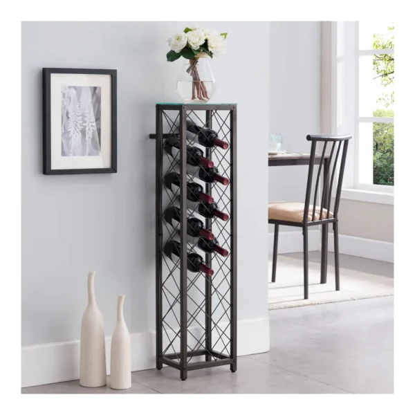 f8cb57af-f6d0-402f-92b4-38890c01b916.jpg Kings Brand Furniture - Narenda Freestanding Floor Wine Rack Storage Tower, Pewter - Dark Gray
