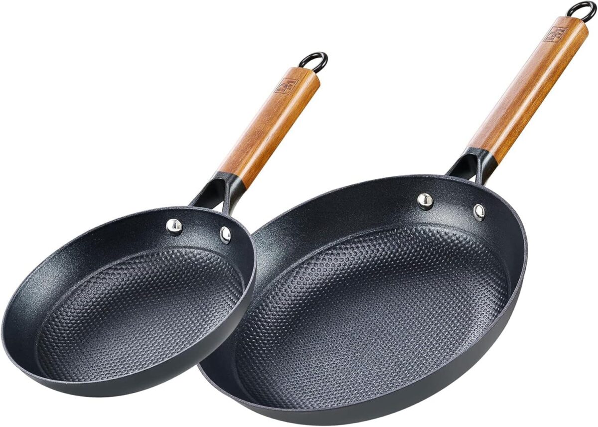f97e6275-d0d3-4845-93c3-ce060b07e5fc.jpg D&M - Cast Iron Non-Stick 2 pcs Fry Pan Set, 8 Inch+10 Inch - Black