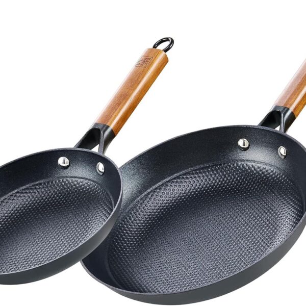f97e6275-d0d3-4845-93c3-ce060b07e5fc.jpg D&M - Cast Iron Non-Stick 2 pcs Fry Pan Set, 8 Inch+10 Inch - Black