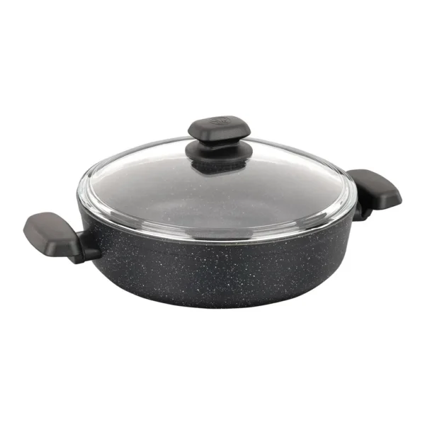 f9dfe6bf-3862-4667-97f1-d22812092e1d.jpg Korkmaz - Ornella Non Stick 10 Inch 3.5 Liter Low Casserole with Lid - Black