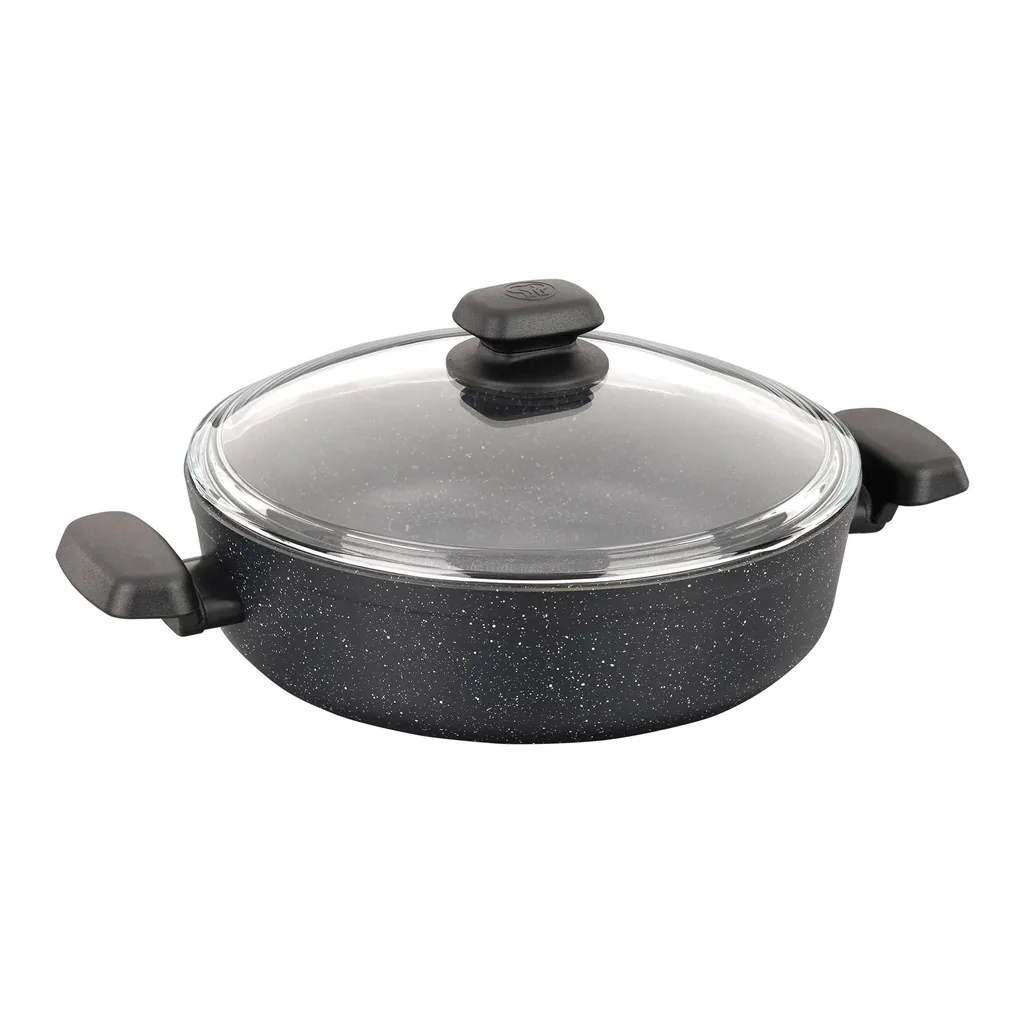 f9dfe6bf-3862-4667-97f1-d22812092e1d.jpg Korkmaz - Ornella Non Stick 10 Inch 3.5 Liter Low Casserole with Lid - Black