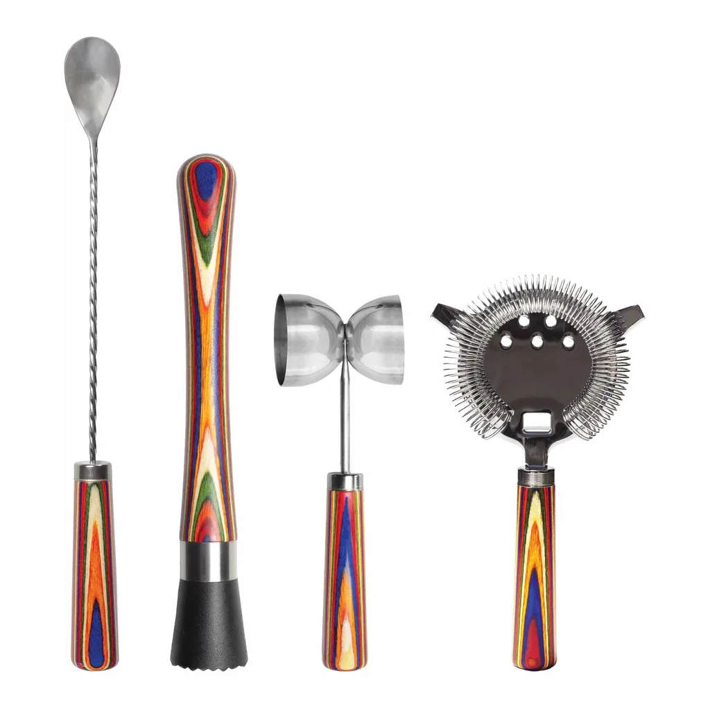 fb805da9-6d51-4a8c-bc49-cad59d6d9fac.jpg Baltique - Marrakesh Collection 4-Piece Bartending Kit - Red, Blue, Green, Orange