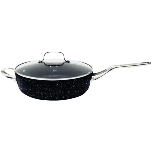 fc67443f-9c36-4661-a106-1c37fe7beeaf.jpg THE ROCK by Starfrit - 11" 4.7 Qt Deep Sauté Pan with Glass Lid, Stainless Steel Handles - Black