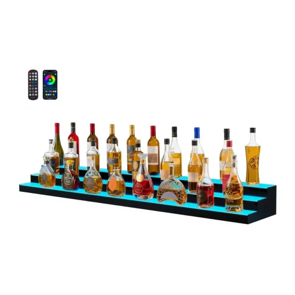 fcc23a45-27bb-4183-bf52-3d92fc1539d5.jpg VEVOR - LED Lighted Liquor Bottle Display,3-Tier 70Inch, Illuminated Home Bar Shelf with RF Remote & App Control,7 Static Colors - Black,White