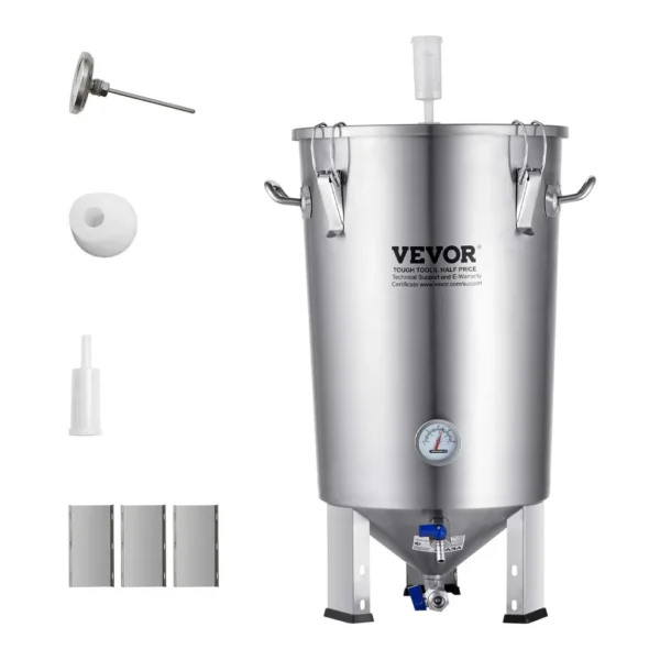 fd263e83-5ee2-4435-95e2-7b717613926e.jpg VEVOR - 304 Stainless Steel Kettle, 8 GALLON Beer Brew Fermentor, Brew Bucket Fermentor for Brewing, Home Brewing Supplies - Silver