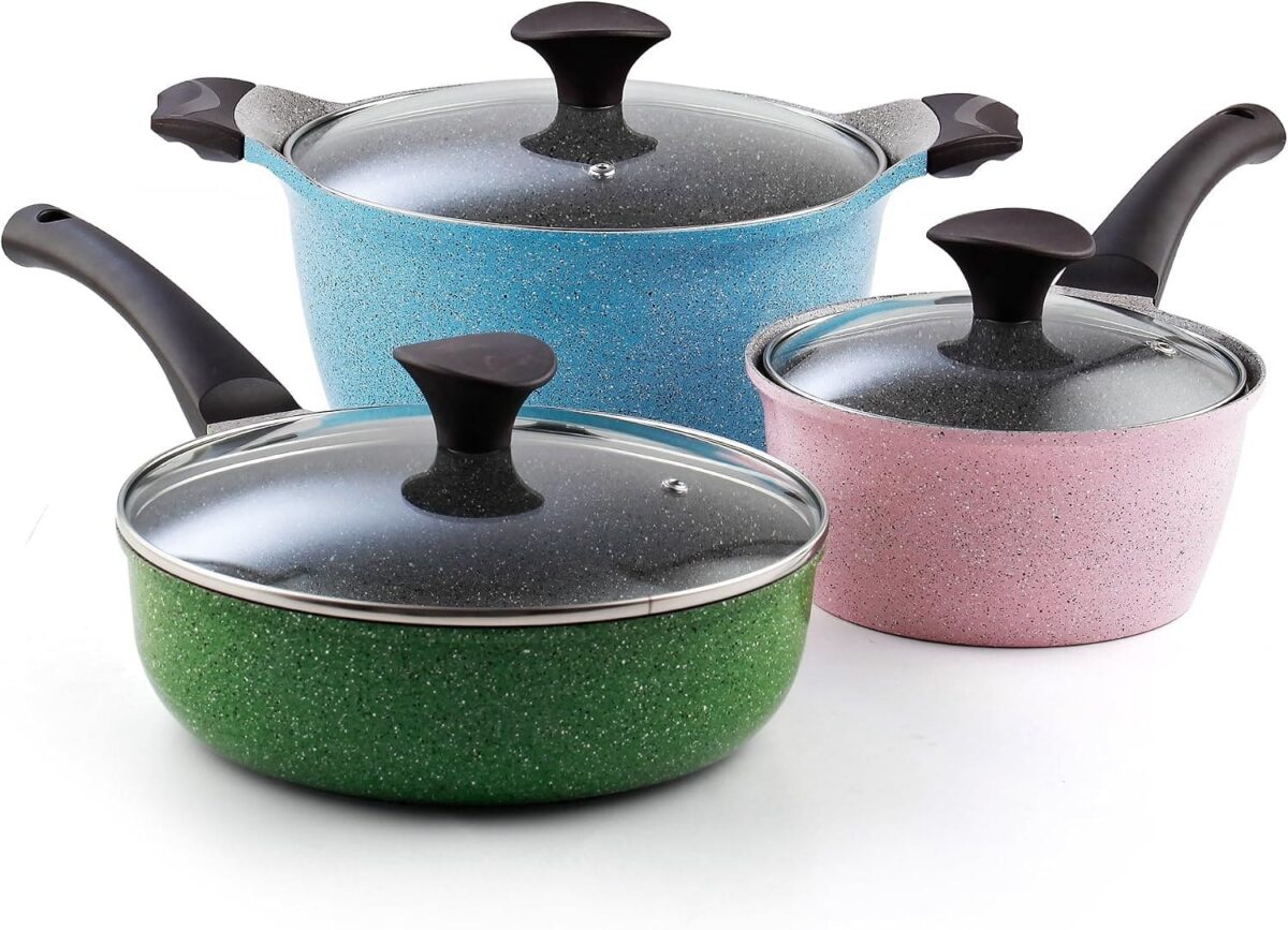 fd7756a8-0ae4-44bd-9765-649f7bf4b676.jpg Cook N Home - 6-Piece Cast Aluminum Ceramic Nonstick Cookware Set in Multi-Colored - multicolor