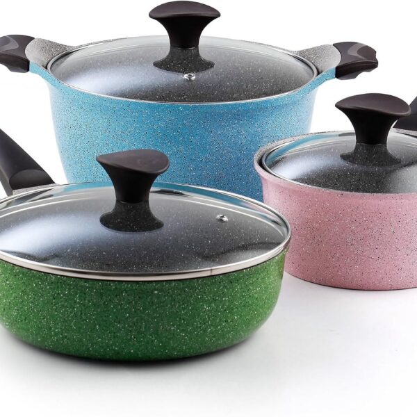 fd7756a8-0ae4-44bd-9765-649f7bf4b676.jpg Cook N Home - 6-Piece Cast Aluminum Ceramic Nonstick Cookware Set in Multi-Colored - multicolor