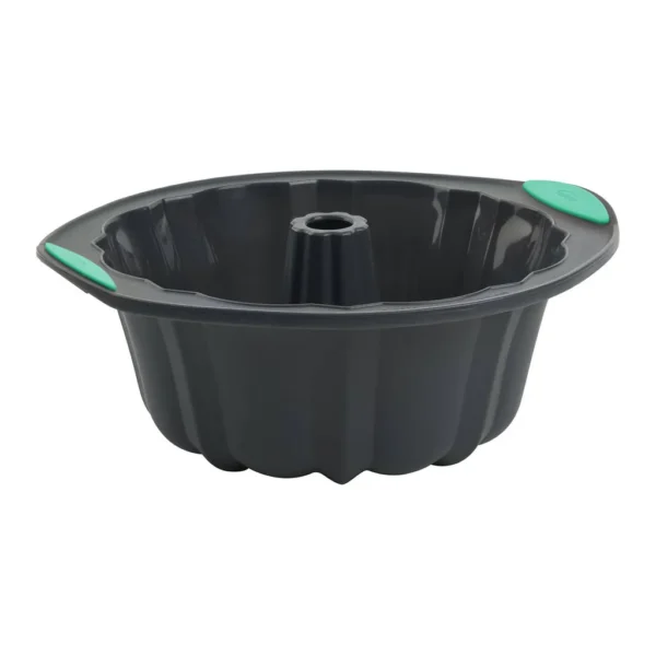 fd7937c0-e47f-4551-afb5-b8d9154d0ef1.jpg Trudeau - Structure Silicone 10 Cup Fluted Cake Pan, Grey/Mint - Black