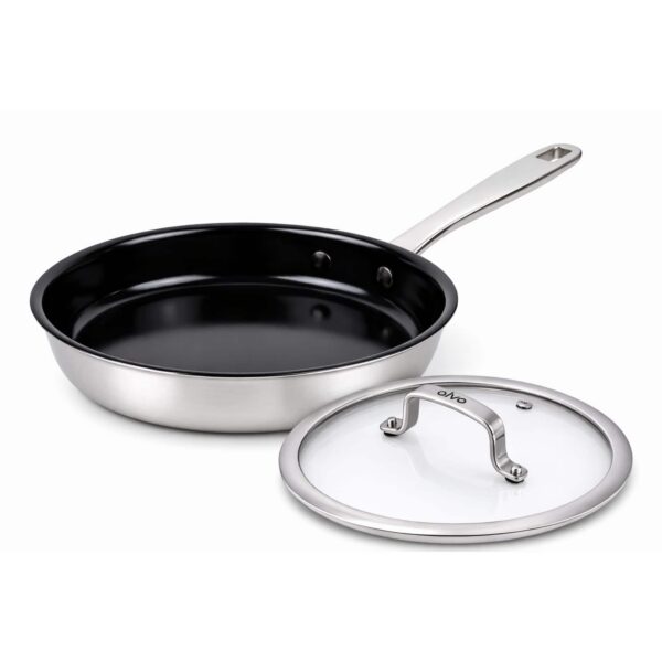 fe5eaf4f-f5c6-4769-ae51-4b10f66c1dbb.jpg Alva - Maestro Nonstick Stainless Steel Frying Pan with Glass Lid - Oven & Induction Safe - Black
