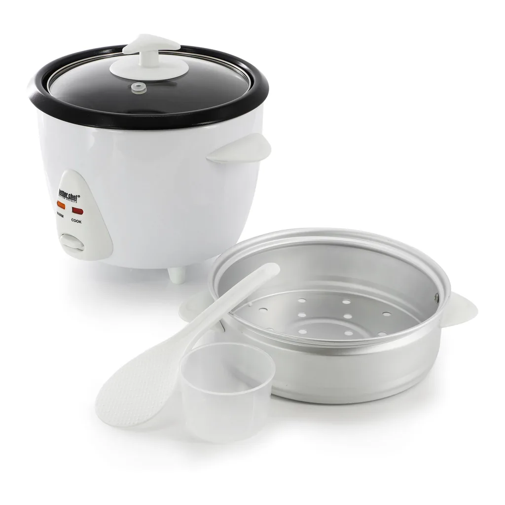 ff4158b3-f16a-4caf-8a1a-826f52c6fc7e.jpg Better Chef 310125287M 5 Cup Ceramic Bowl Rice Cooker with Steamer Attachment – White