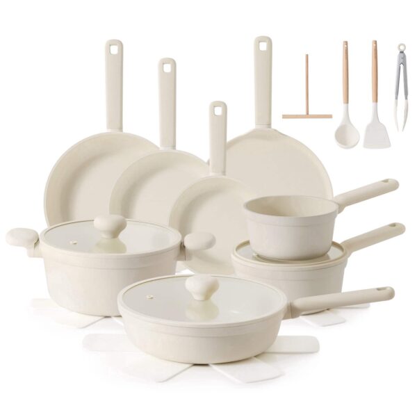ff8439e9-61c0-484a-a8fa-11098628adca.jpg SENSARTE - 24-Pcs Nonstick Pots and Pans Set, Induction Healthy Kitchen Cooking Sets with Stay-Cool Handles, Dishwasher Safe - White