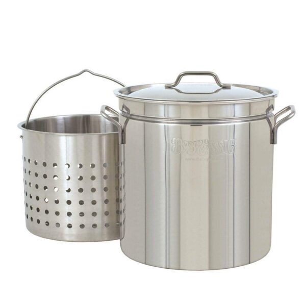 fff7f384-0798-49b7-a510-d96ae441ea9e.jpg Bayou Classic - 24 Quart Stainless Steel Stockpot with Vented Lid, BC-1124 - Silver